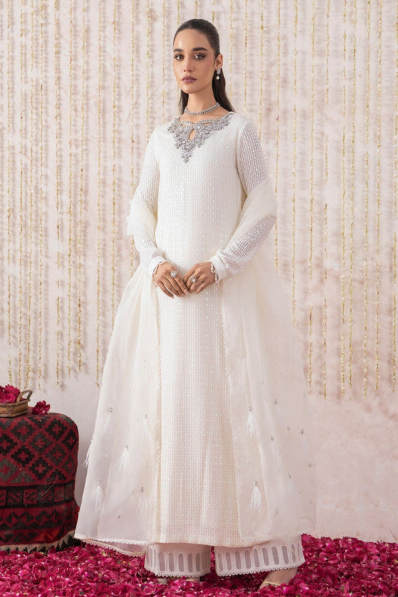 Long Style Heavy Embroidered Chiffon 3-Piece Suit