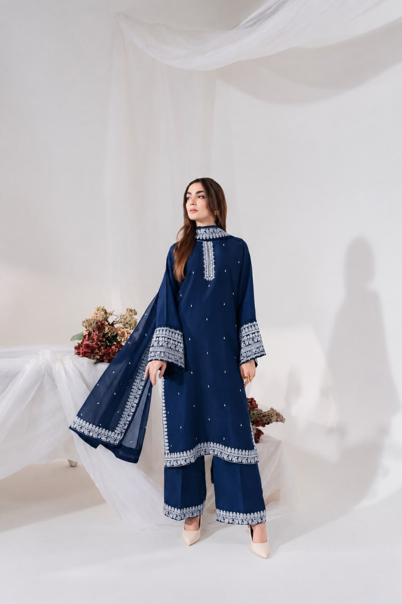 Chiffon  Suit with Heavy Embroidery| Deep Blue & Maroon Variants | ready to wear