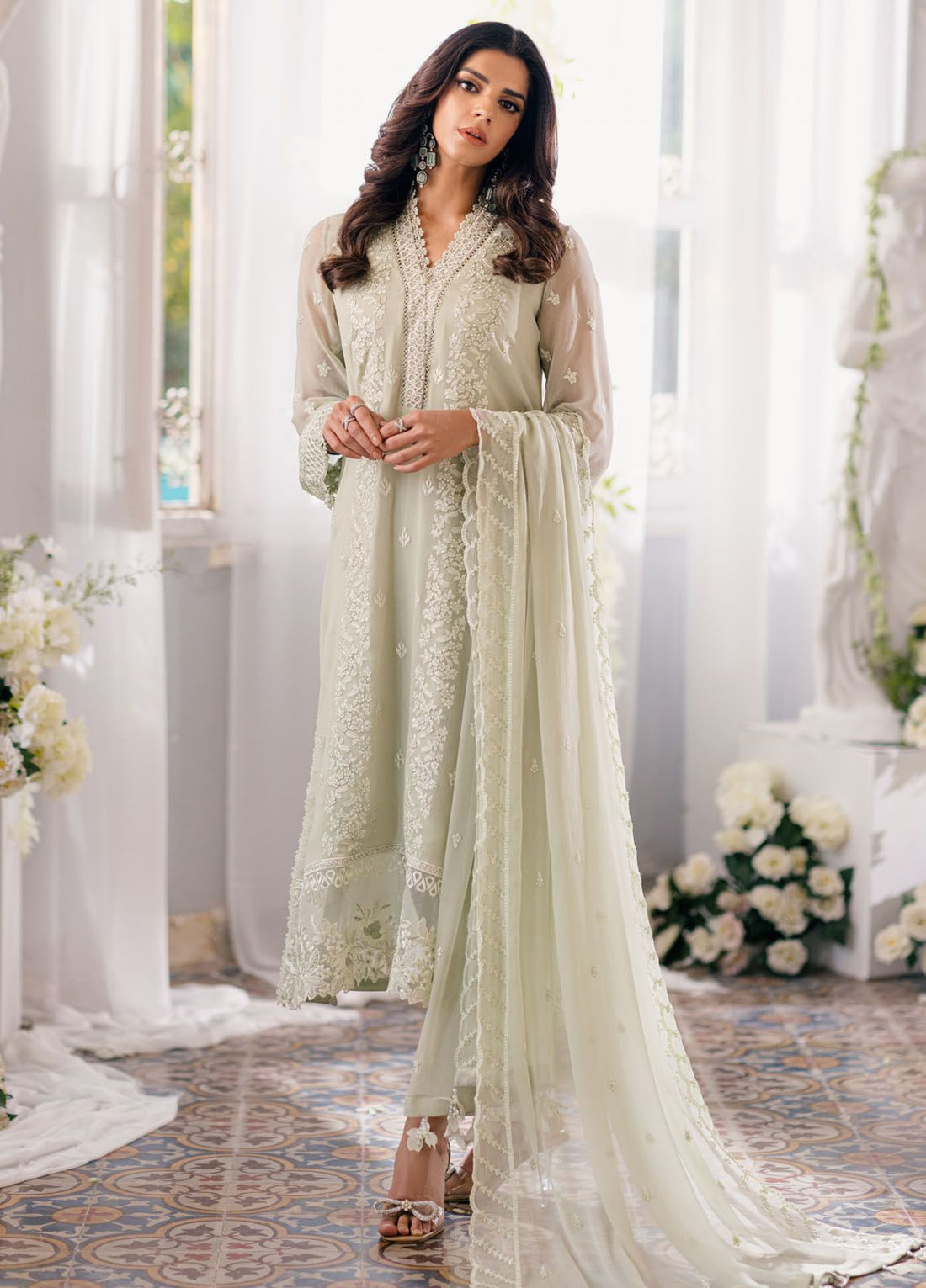 03-Piece Sequins Embroidered Chiffon Suit - Ready  To Wear