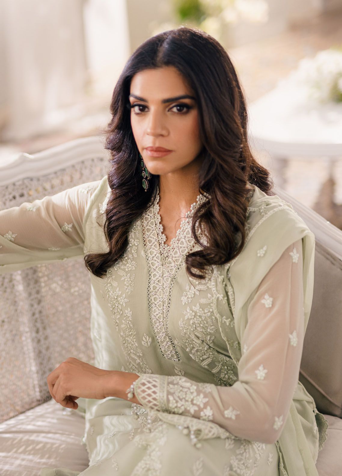03-Piece Sequins Embroidered Chiffon Suit - Ready  To Wear