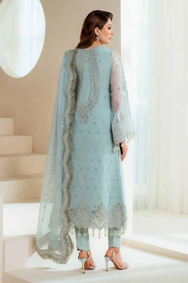 Organza 3-Piece  Suit with Hand Embellishments & Tussles | Ready to Wear