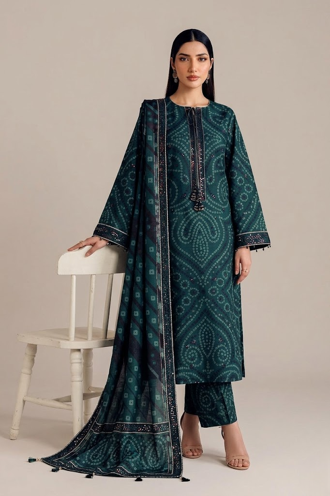 03-Piece Printed Lawn Suit With Chiffon Dupatta | Ready To Wear