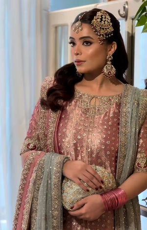 03 Piece Embroidered Shimmer Long Shirt Suit - Ready To Wear