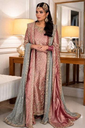 03 Piece Embroidered Shimmer Long Shirt Suit - Ready To Wear