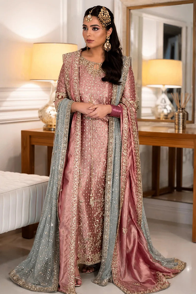 03 Piece Embroidered Shimmer Long Shirt Suit - Ready To Wear