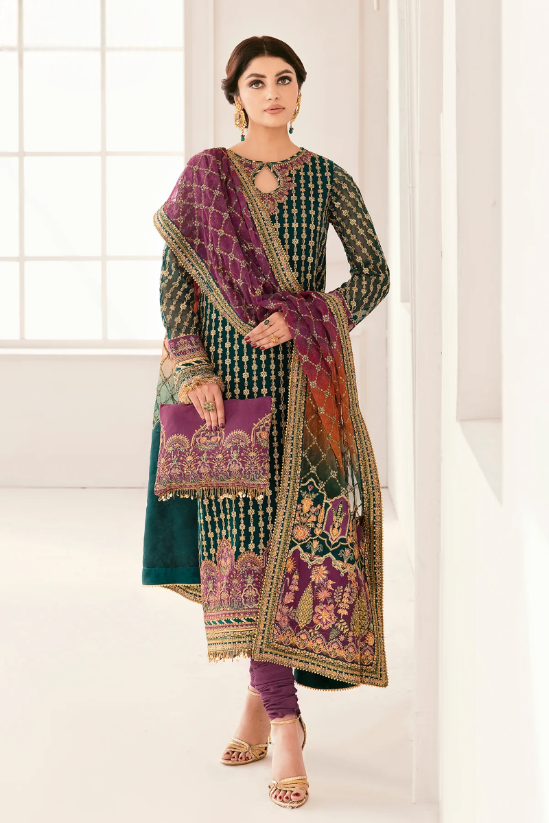03 Piece Luxury  Embroidered Chiffon Suit - Ready  To Wear