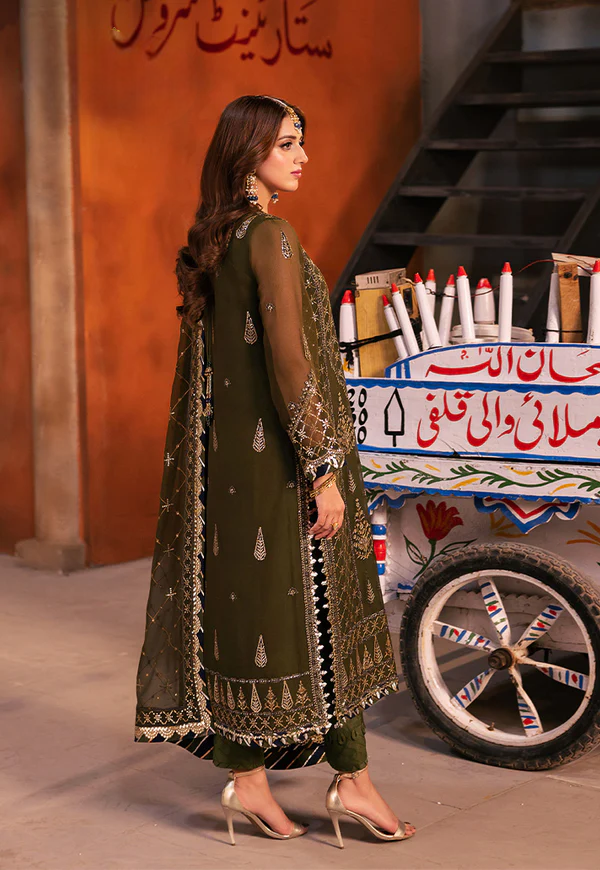 03 Piece  Sequins Embroidered Chiffon Suit - Ready to Wear