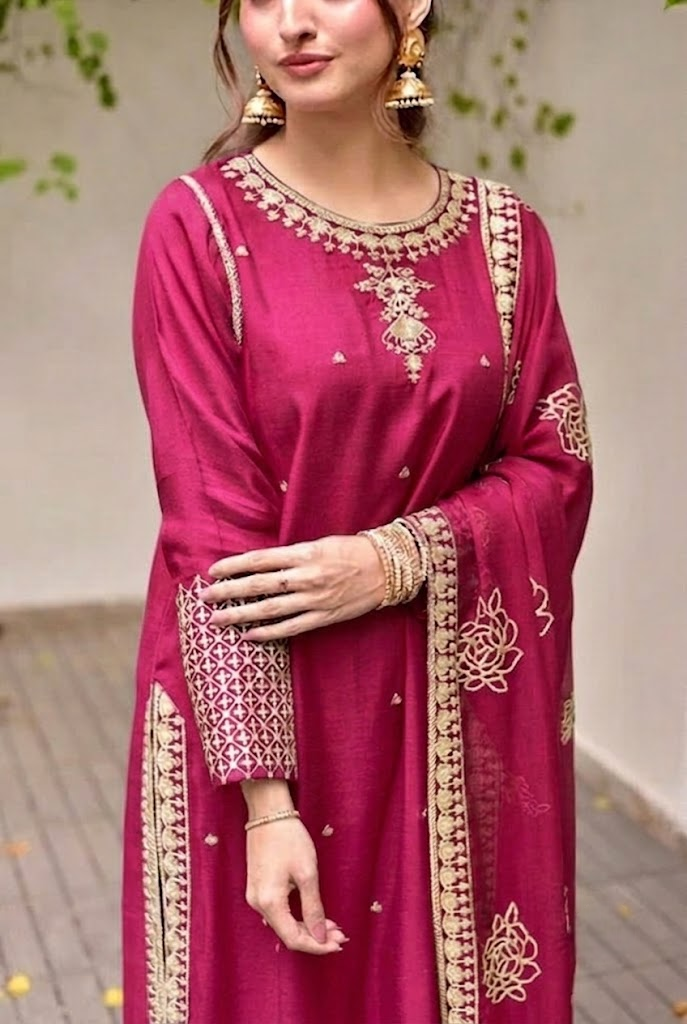 03-Piece Luxury Embroidered Chiffon Suit - Ready To Wear
