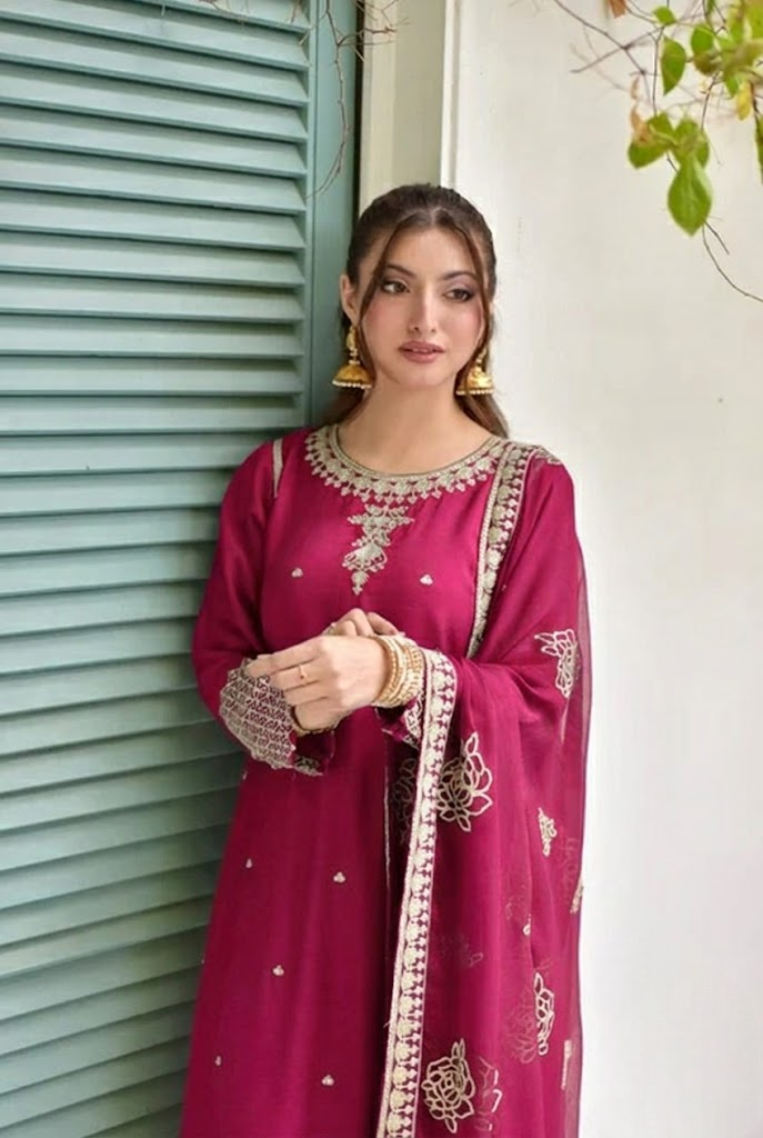 03-Piece Luxury Embroidered Chiffon Suit - Ready To Wear