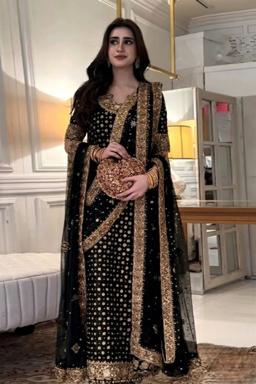 03 Piece  Luxury Adda Work Chiffon Suit - Ready To Wear