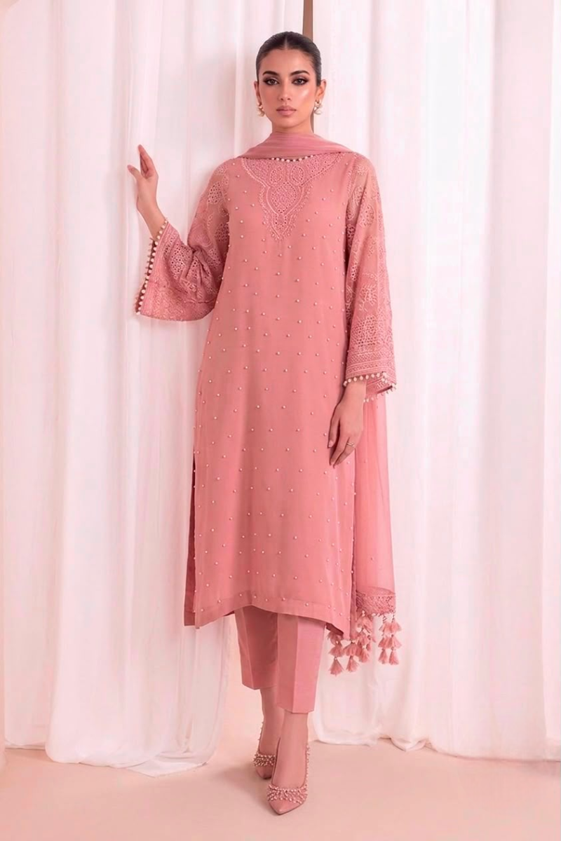 03-Piece Embroidered Chiffon Suit - Ready To Wear