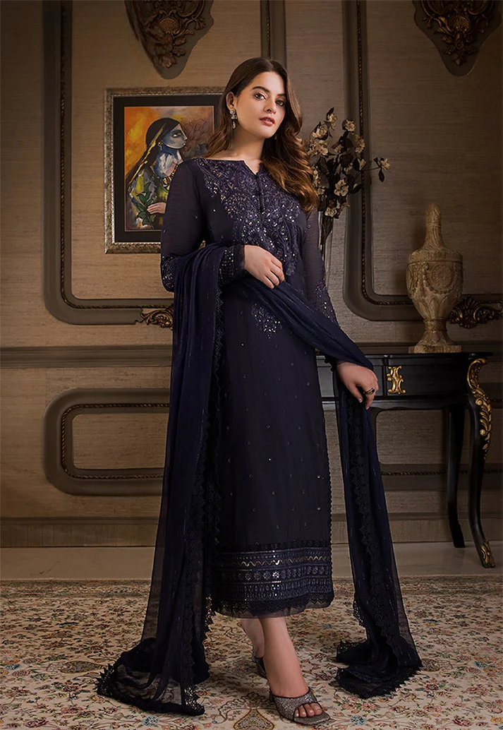 03-Piece Embroidered Chiffon Suit - Ready To Wear