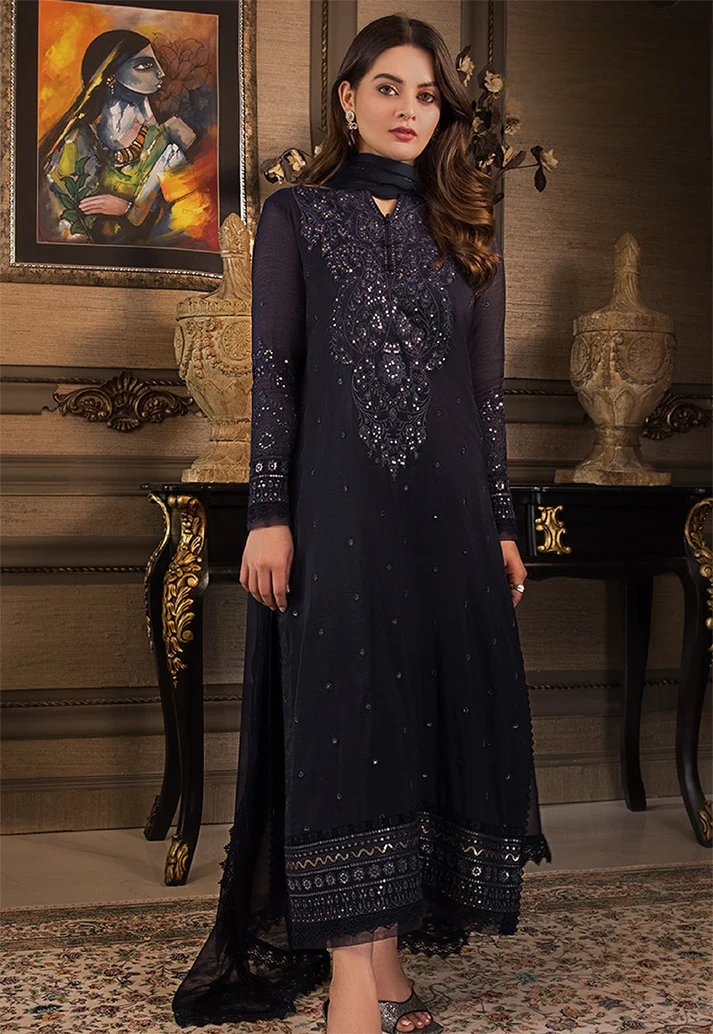 03-Piece Embroidered Chiffon Suit - Ready To Wear