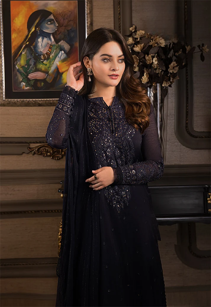 03-Piece Embroidered Chiffon Suit - Ready To Wear