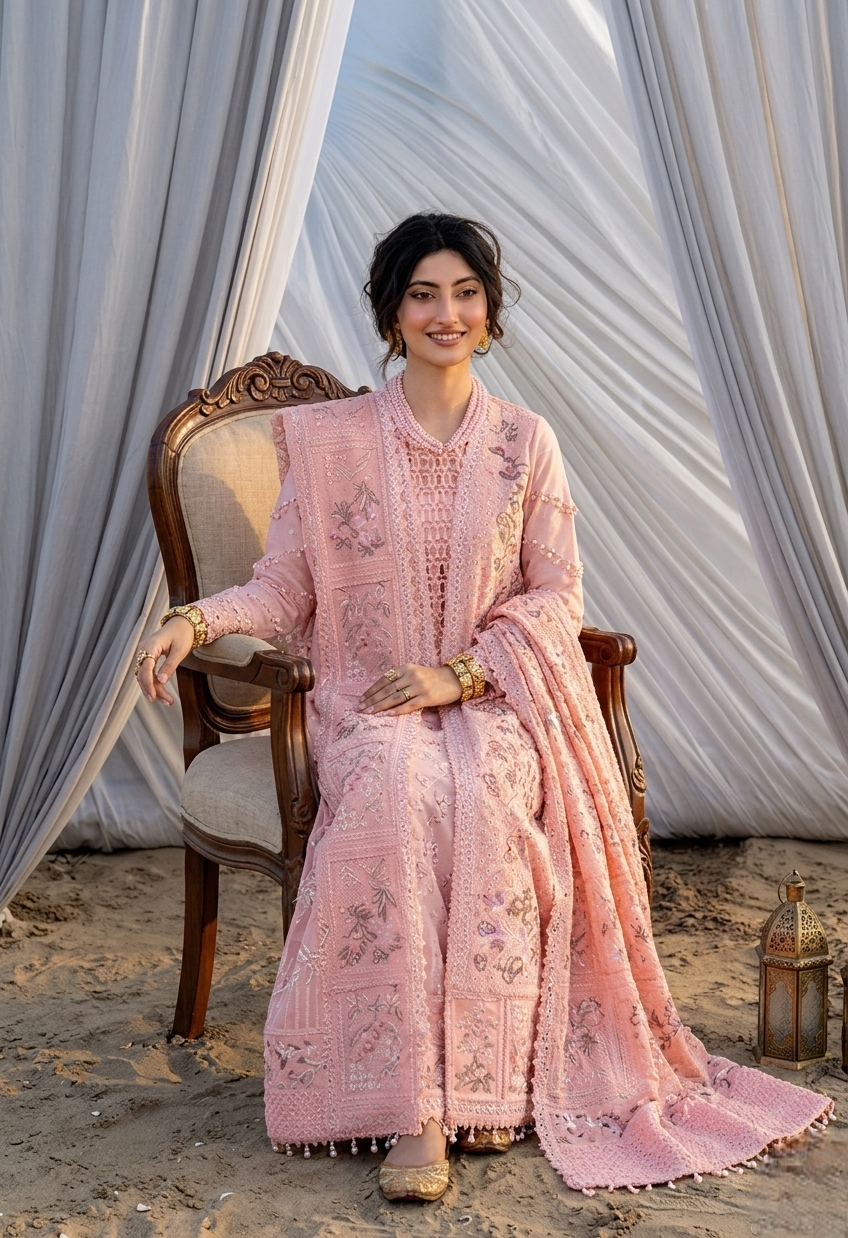 03-Piece Luxury Chicken Kari Lawn Suit - Ready  To Wear