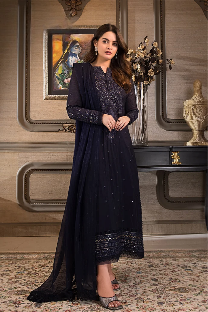 03-Piece Embroidered Chiffon Suit - Ready To Wear