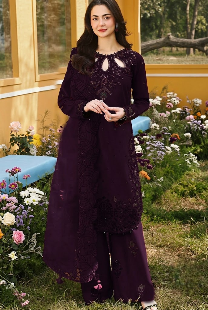 03-Piece Heavy Embroidered Chiffon Suit - Ready To Wear