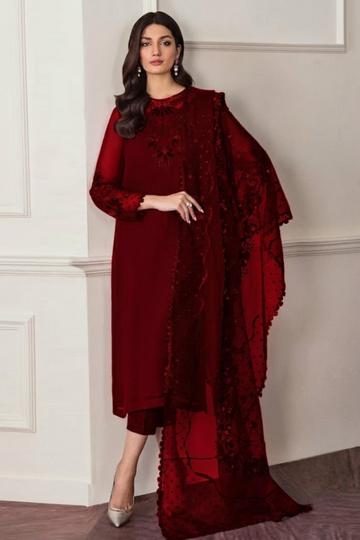 03-Piece Embroidered Chiffon Suit - Ready To Wear