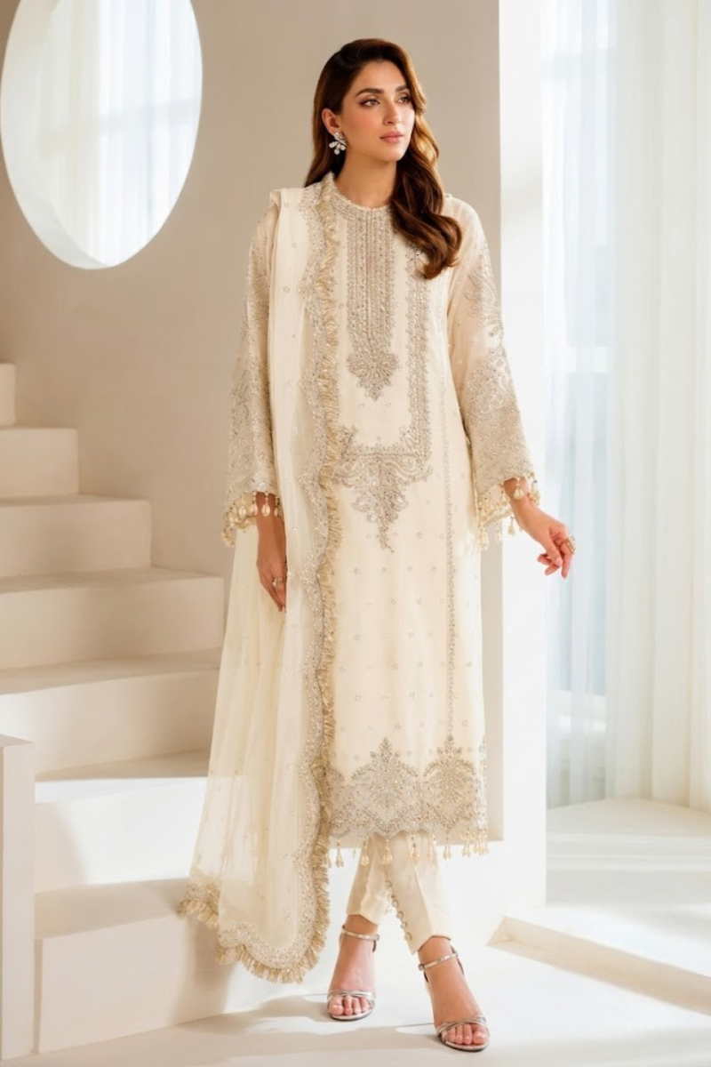 03-Piece Heavy Embroidered Organza Suit - Ready To Wear