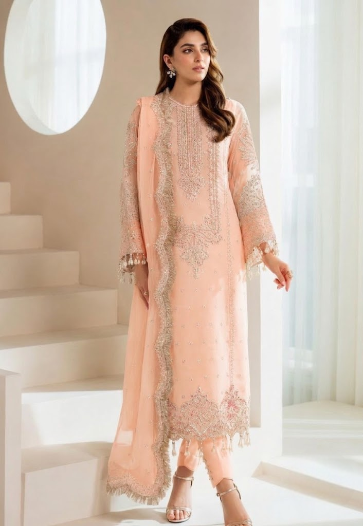 03-Piece Heavy Embroidered Organza Suit - Ready To Wear