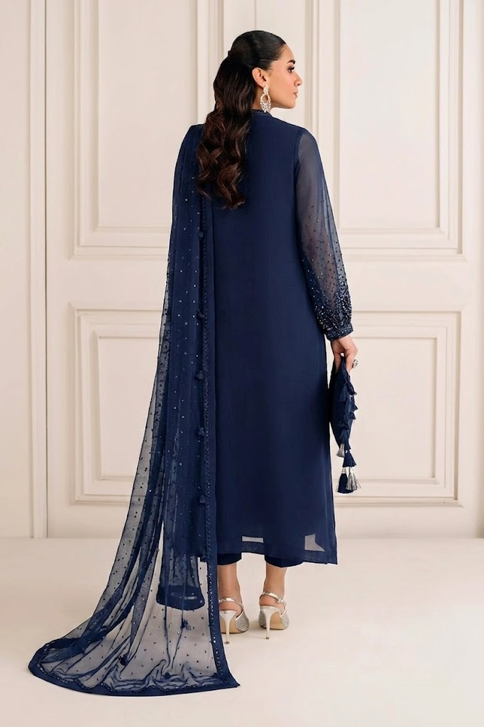 03-Piece Embroidered Chiffon Suit - Ready  To Wear
