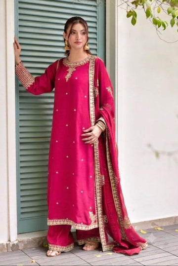 03-Piece Luxury Embroidered Chiffon Suit - Ready To Wear