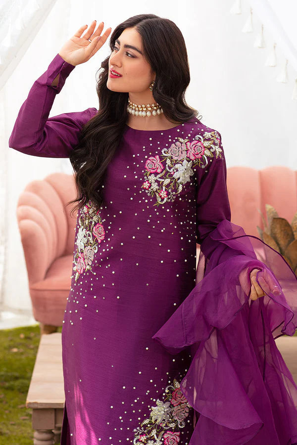 03 Piece Luxury Raw Silk Suit - Ready  To Wear