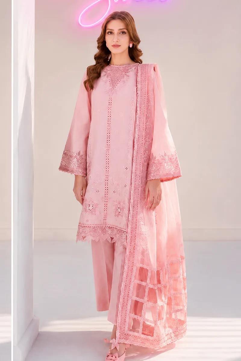 03 Piece  Chikankari Lawn Cotton Suit - Ready To  Wear