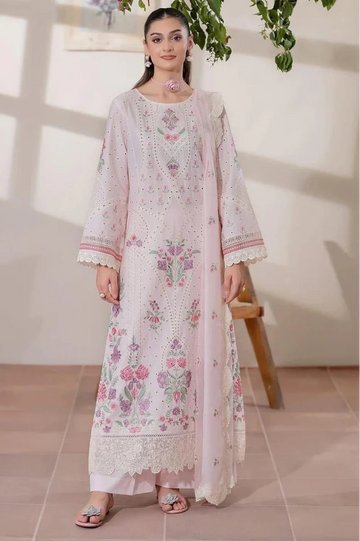 03-Piece Lawn Suit With Organza Dupatta | Ready To Wear