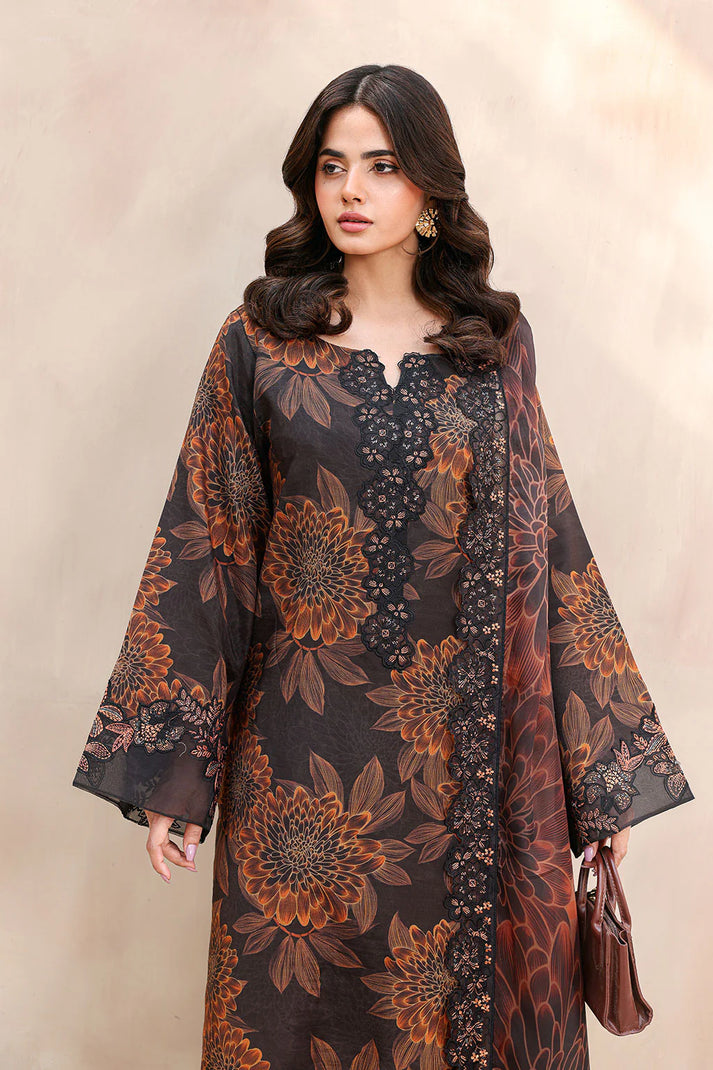 03-Piece Printed Lawn Suit With Chiffon Dupatta | Ready To Wear
