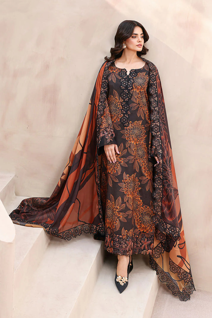 03-Piece Printed Lawn Suit With Chiffon Dupatta | Ready To Wear