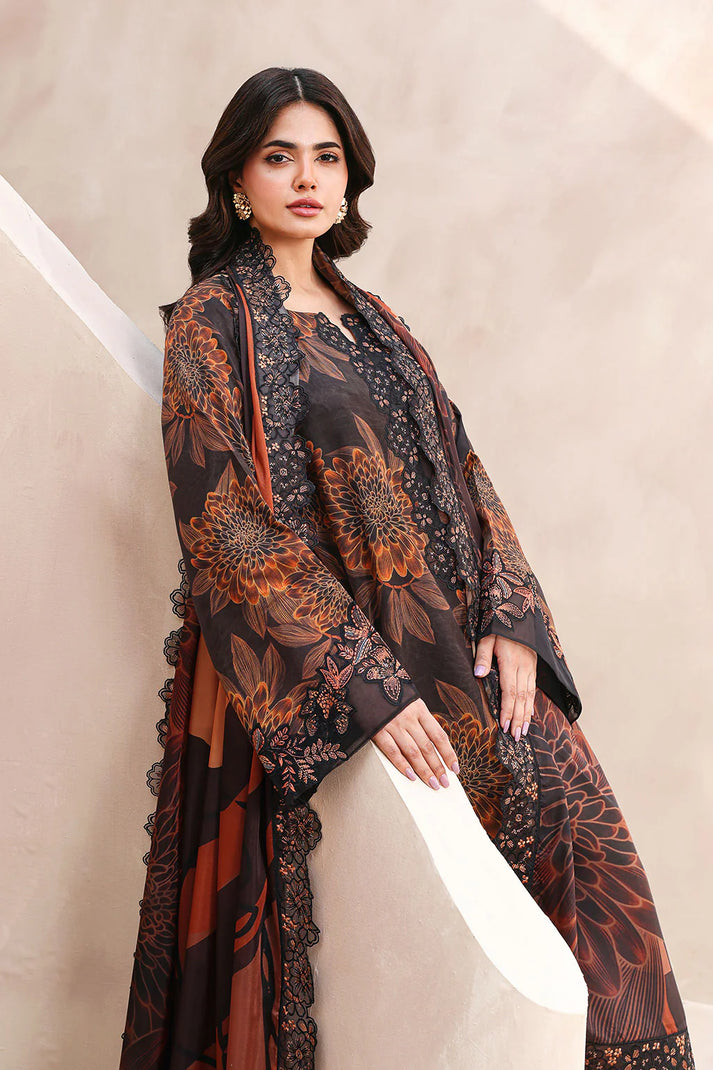 03-Piece Printed Lawn Suit With Chiffon Dupatta | Ready To Wear