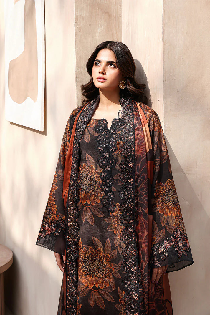 03-Piece Printed Lawn Suit With Chiffon Dupatta | Ready To Wear