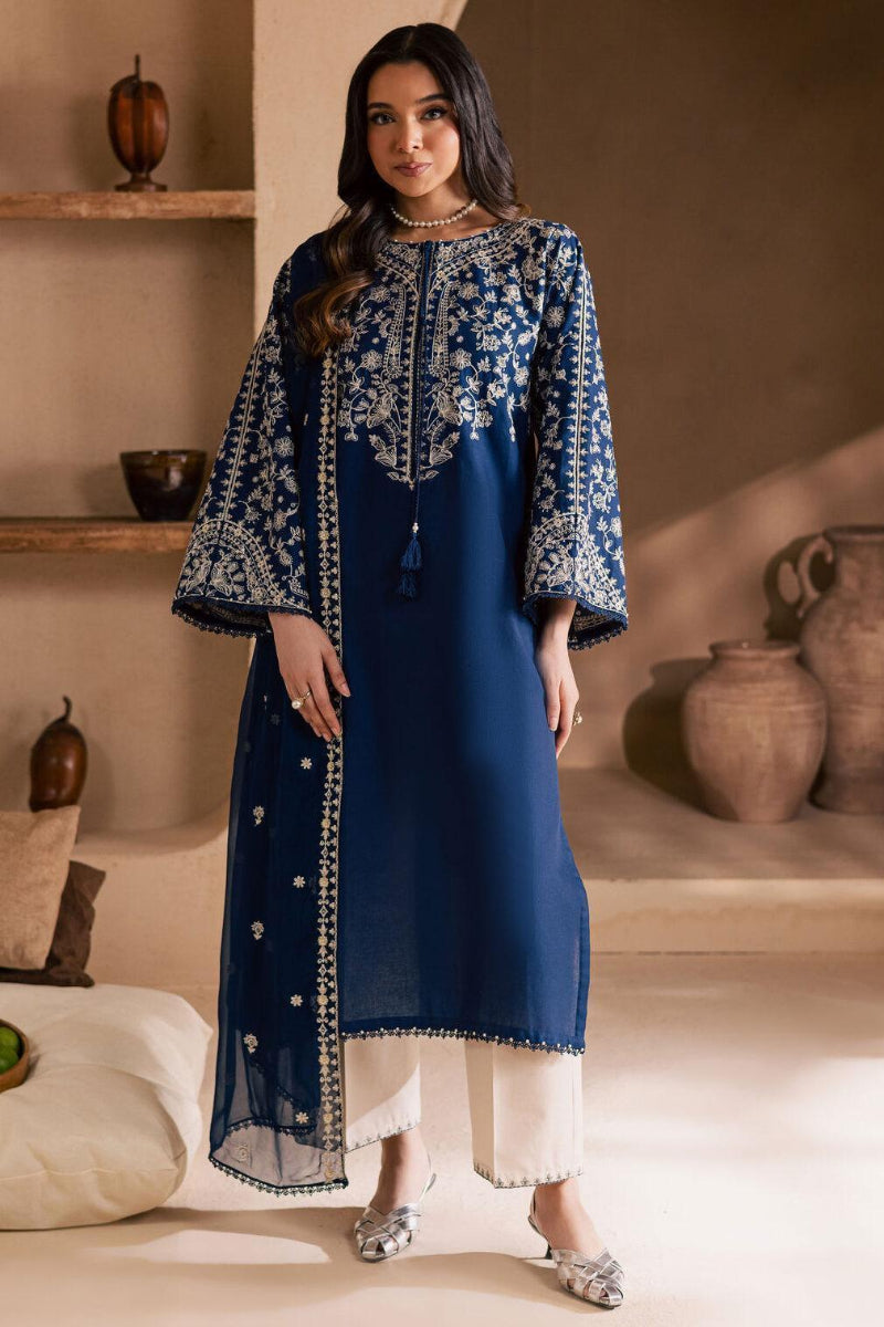 03-Piece Embroidered  Egyptian Cotton Suit - Ready To Wear