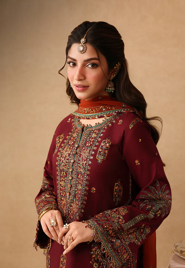 03 Piece Embroidered Chiffon Suit - Ready  To Wear