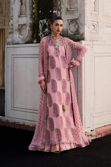 Haven Pink Luxury Chiffon Raw Silk Lehnga –  Ready To Wear