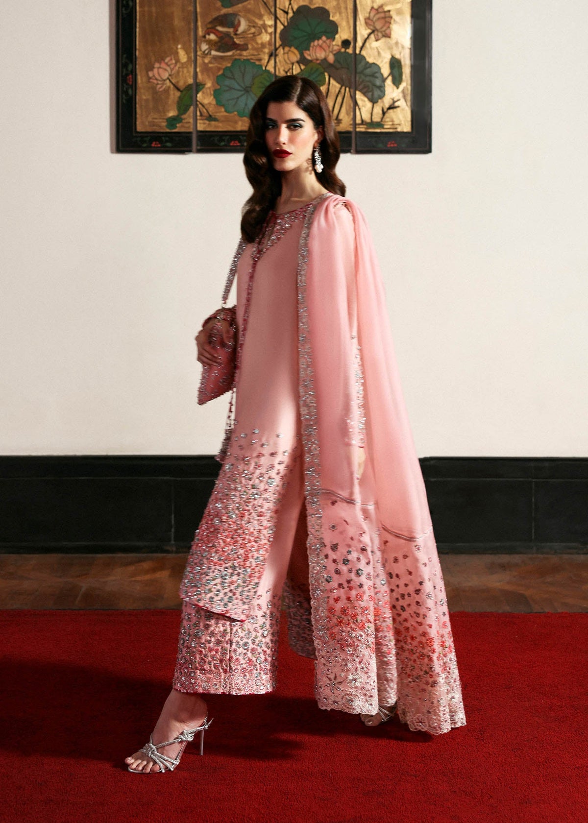 03-Piece Embroidered Raw Silk Suit - Ready To Wear