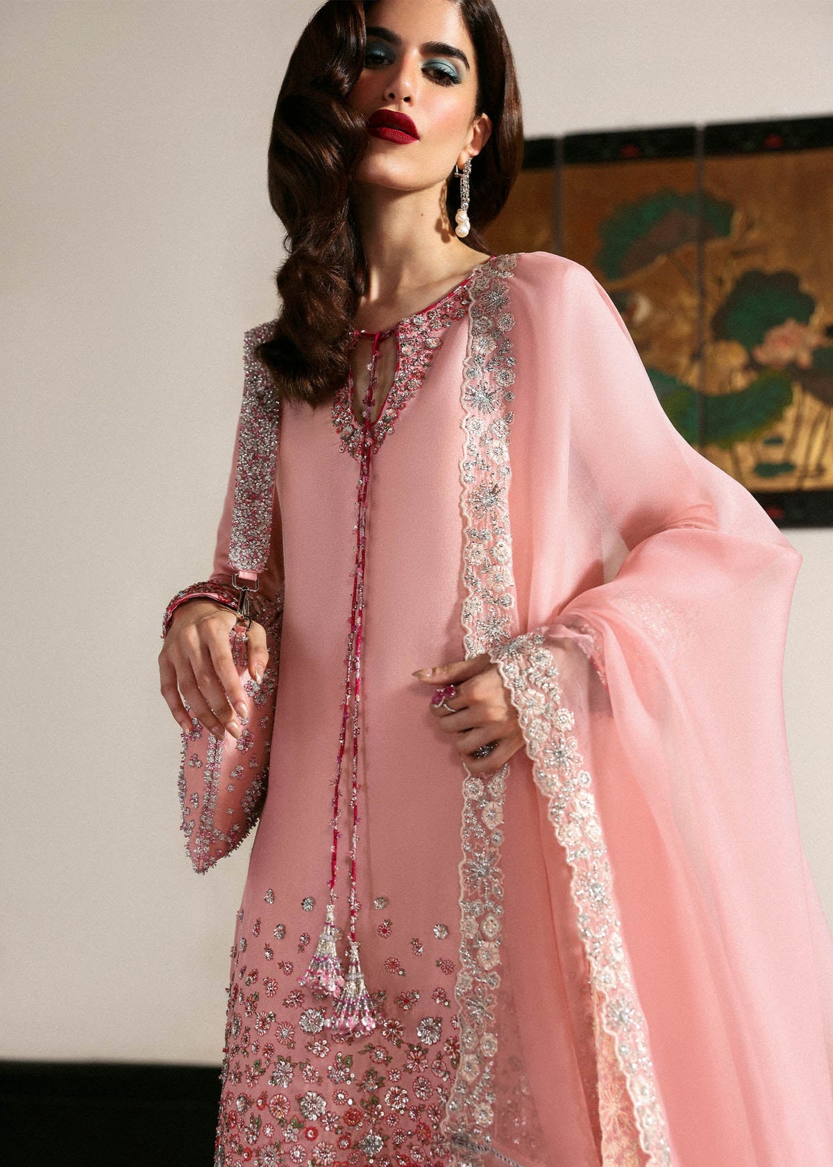 03-Piece Embroidered Raw Silk Suit - Ready To Wear