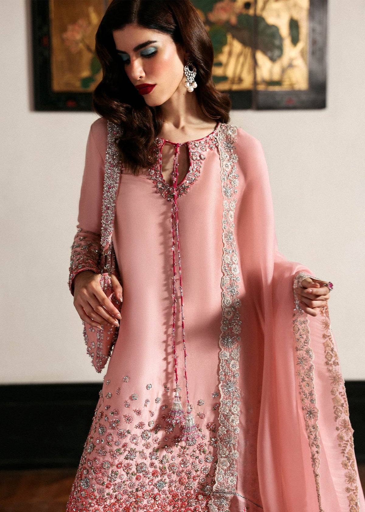 03-Piece Embroidered Raw Silk Suit - Ready To Wear